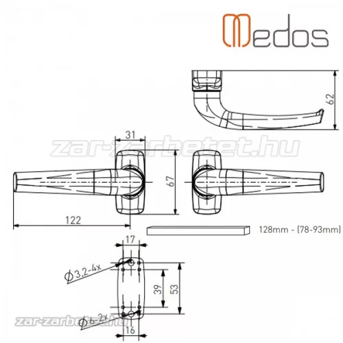 Merkury alu ajtókilincs kilincs-kilincses garnitúra Silver