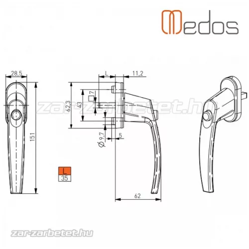 Victory gombos ablakkilincs fehér L35