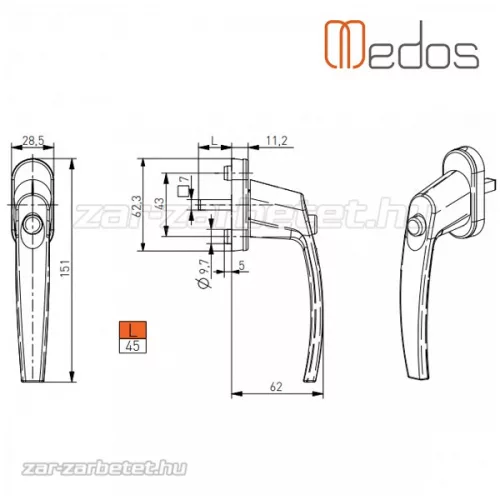 Victory gombos ablakkilincs fehér L45