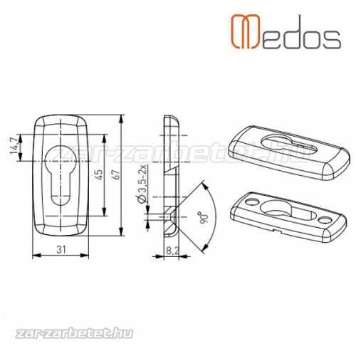 Merkury négyzet ajtórozetta Silver