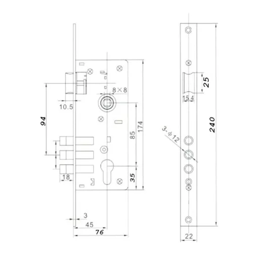 ANBO 9145 rudas bevésőzár 45/85