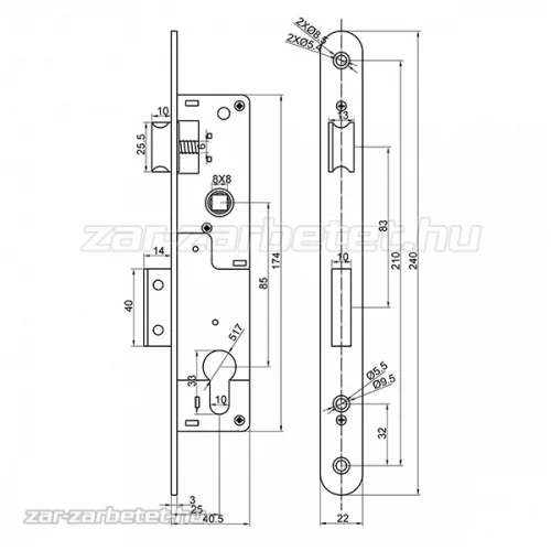 Anbo portálzár garnitúra 4cm váltós + hengerzárbetét + kilincsgarnitúra fehér