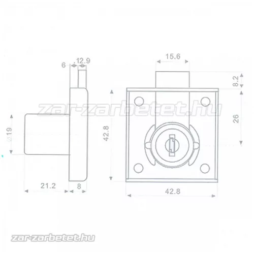 Anbo rászegzős cilinderes bútorzár króm 25mm 2K