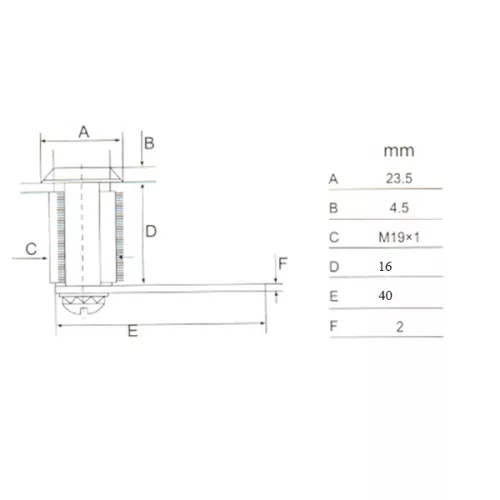 Anbo fém bútorzár 16mm 2K