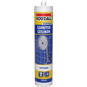   Soudal Szaniter szilikon Ecetsavas és fungicid tartalmú szilikon átlátszó 280ml (103217, 153418)
