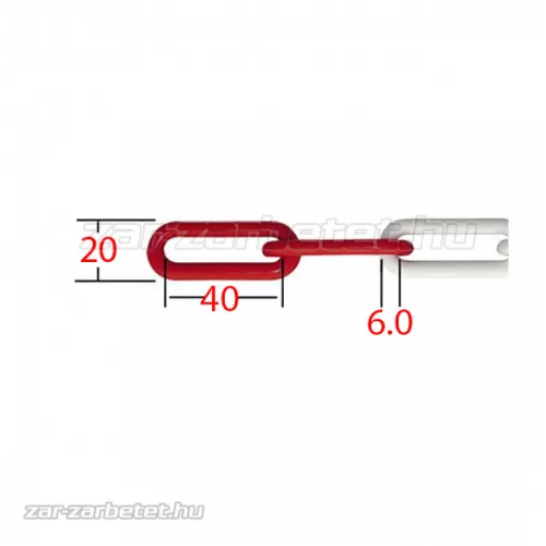 Műanyag lánc piros-fehér 53mm Q6mm 50m/tekercs