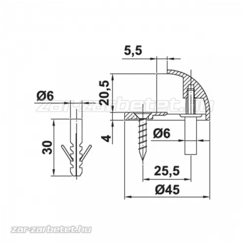 Ajtóütköző félgömb AMIG mod100 króm 4671