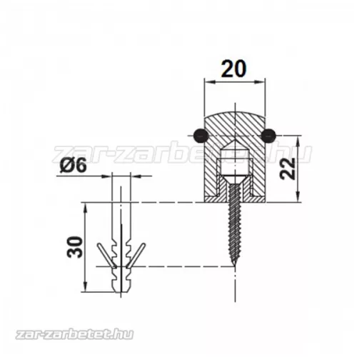 Ajtóütköző AMIG 301 inox 20mm 5140