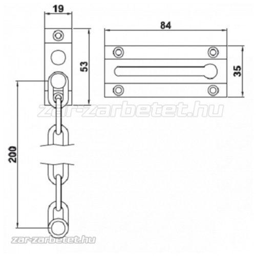Ajtóbiztosítólánc nikkel AMIG 735