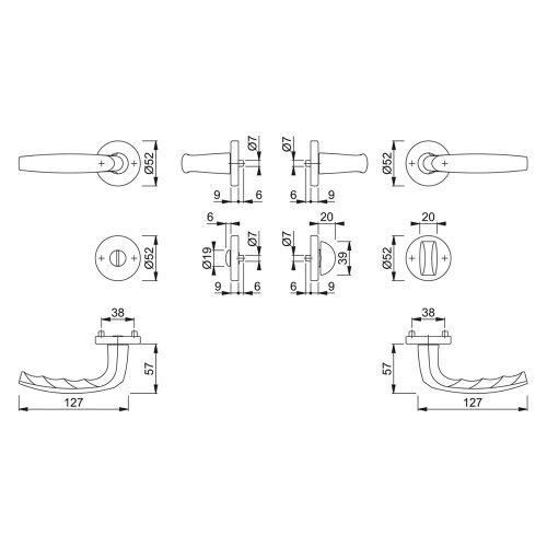 Hoppe Atlanta rozettás garnitúra WC 37-42mm F9