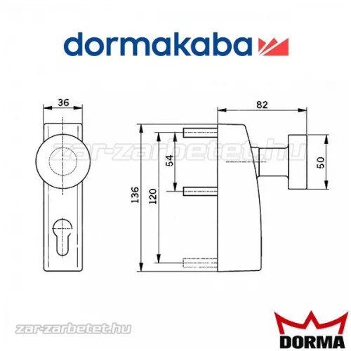Dorma PHA 2000 külső fix gomb PHT 06