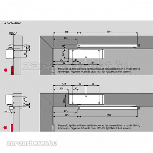 Dorma TS-91 B ajtóbehúzó test ezüst (pántoldali)