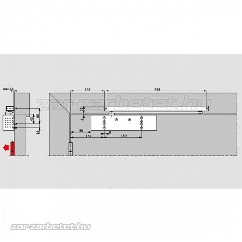 Dorma TS-92 B ajtóbehúzó test ezüst (pántoldali)