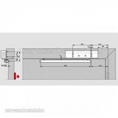 Dorma TS-92 B ajtóbehúzó test ezüst (pántoldali)