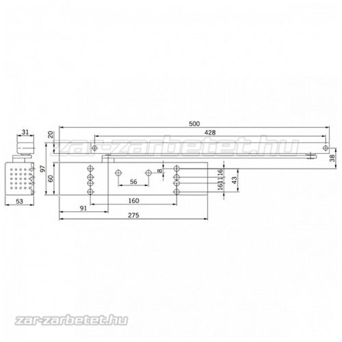 Dorma TS-93 G ajtóbehúzó test ezüst (pánt-ellenoldali)