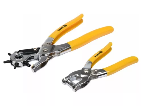 VOREL Bőrlyukasztó fogó revolveres és bőrszegecselő + 100 db szegecs