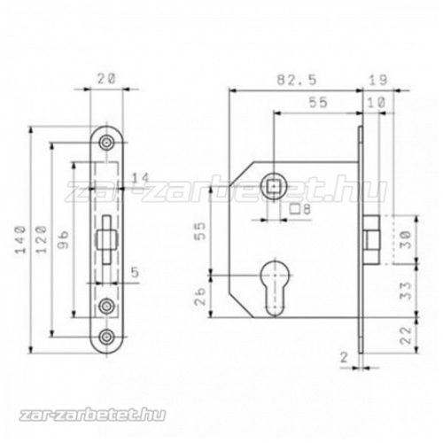 Földes 3382 cilinderes lővér bevésőzár