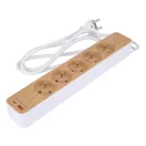 STHOR 72344 Fa hatású elosztó földeléssel, 5 aljzattal, USB-vel, 1,4 m kábellel (3x1 mm²)