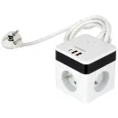 STHOR 72480 Power Cube USB, földelt, fehér 5 aljzatos, 1,4 m, 3x1 mm²