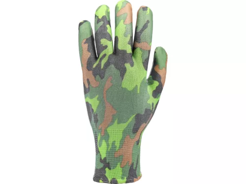 FLO 74113 Kertészkesztyű Zöld Terepmintával 8-As
