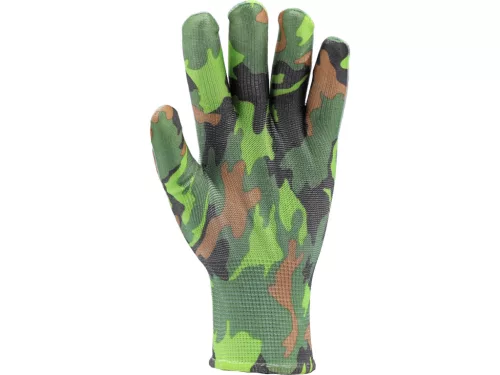 FLO 74113 Kertészkesztyű Zöld Terepmintával 8-As