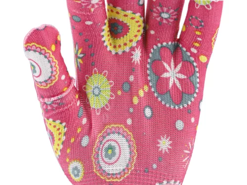 FLO 74117 Kertészkesztyű Rózsaszín Mintákkal 8-As
