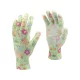 FLO 74127 Kertészkesztyű Zöld Virágmintával 8-As, Pu Bevonattal.