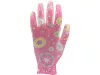 FLO 74132 Kertészkesztyű Rózsaszín Mintával 9-Es, Pu Bevonattal.