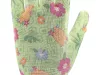 FLO 74134 Kertészkesztyű Zöld Virágmintával 9-Es, Pu Bevonattal.