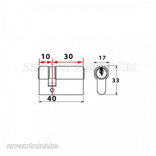 Elzett (Dormakaba) 754 félbetét 10x30