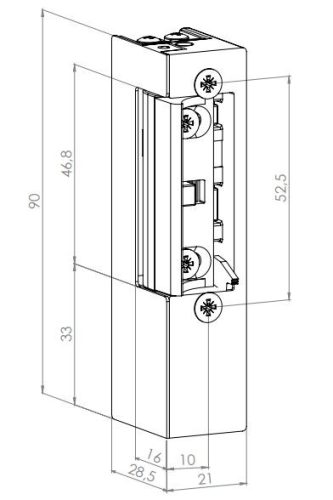 JIS 832 Elektromos zár rövid előlappal 6/12V AC/DC A Coils