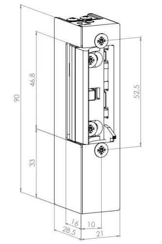 JIS 842 Elektromos zár hosszú előlappal 6/12V AC/DC A Coils