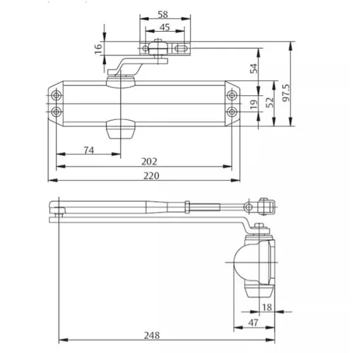 ASSA ABLOY DC120 Ajtócsukó, karral, ezüst, EN2/3/4