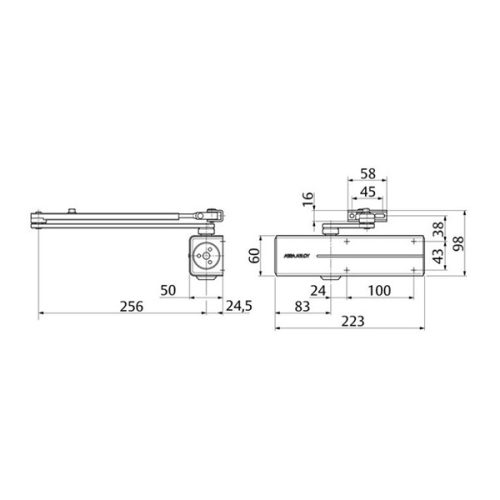 ASSA ABLOY DC200 Ajtócsukó, kar nélkül, fekete, EN 2-4