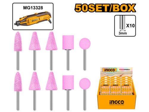 INGCO AKB1012 Csapos mini csiszolófej készlet 10 részes