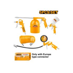   INGCO AKT0053 Pneumatikus fúvató és pisztoly készlet 5 részes