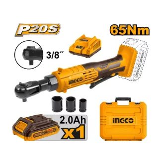   INGCO CDRLI2060152 Akkus ütvecsavarozó 3/8 coll 65 Nm 20 V (1 x 2 Ah akku + töltő)
