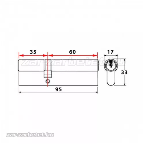 Abus D6PS törésvédett zárbetét 35x60 Gombos (G=Hosszabb)