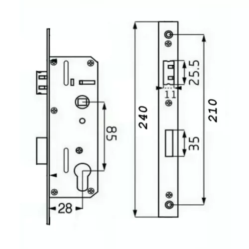 Protini kilincsemeléses bevésőzár 28/85