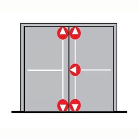  Dorma pánikzár szett (2szárnyú, A-2pontos-le/fel, P-3pontos-le/fel/oldalra, menekülési, max.3400, fix gomb)