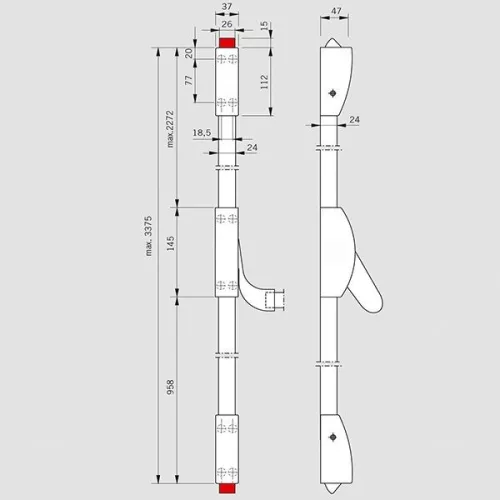 Dorma pánikzár szett (2szárnyú, A-2pontos-lent fent függőlegesen zár, P-2pontos-lent fent függőlegesen zár, tűzgátló, max.3400, kilinccsel)