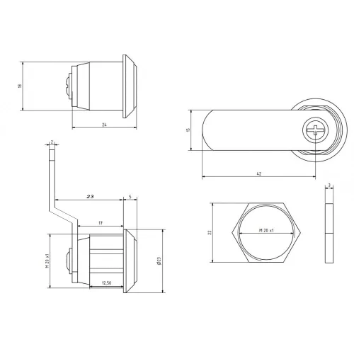 Elga C-36A Fémbútorzár hajlított nyelvvel