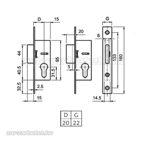 Euro Elzett Europortál reteszzár 20/22