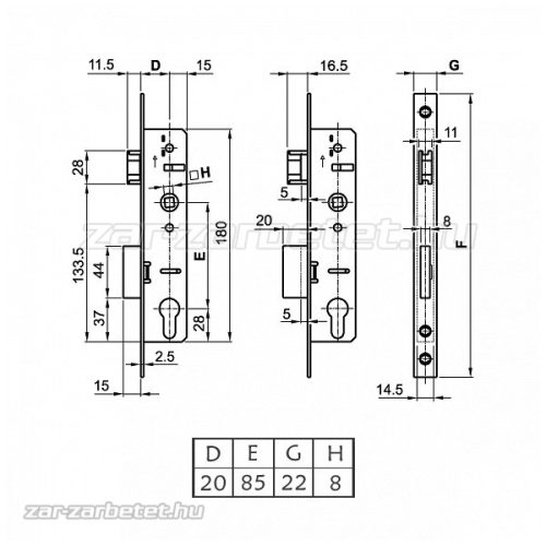 Euro Elzett Europortál portálzár 20/85/22 VN
