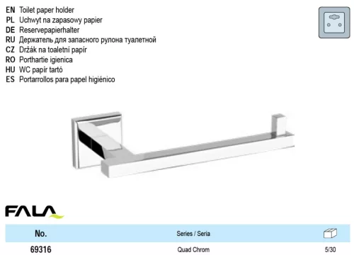 FALA69316 WC papír tartó Quad Chrome