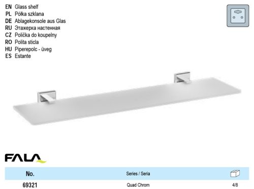FALA69321 Fürdőszobai polc üveg 520x120x5mm Quad Chrome
