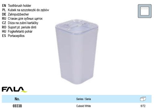 FALA69338 Fogkefetartó pohár Cuboid White