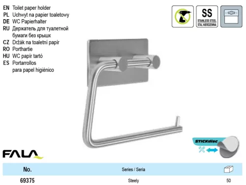 FALA69375 WC papír tartó öntapadós Steely