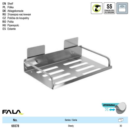 FALA69378 Fürdőszobai polc 300 mm Steely