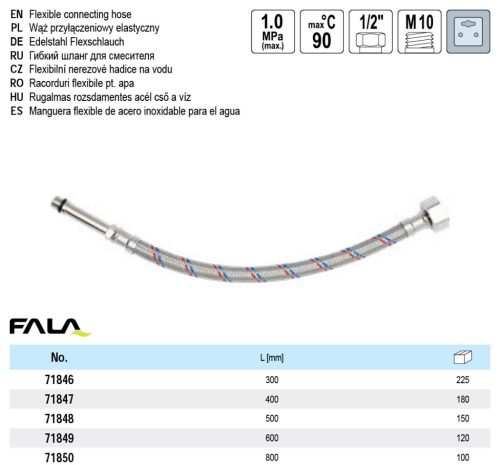 FALA71848 Flexibilis bekötőcső 1/2" x M 10 500 mm belső-külső